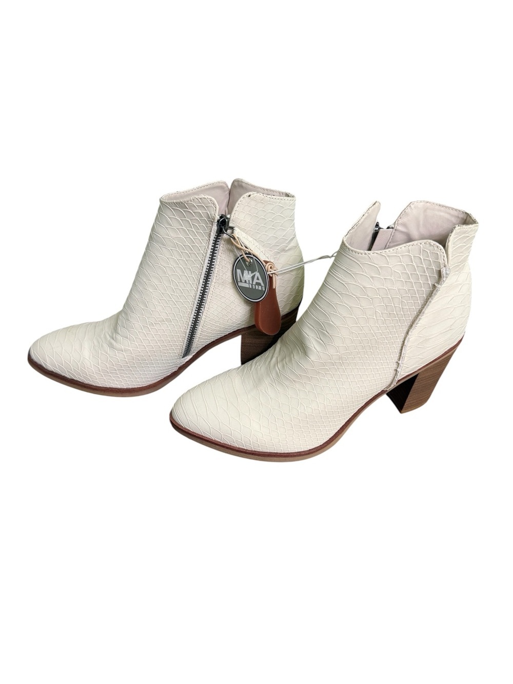 MIA Python Style Ankle Boots, Women's Size 8.5  Ivory